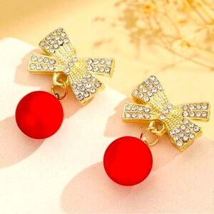 Crystal Bow Dangle Earrings